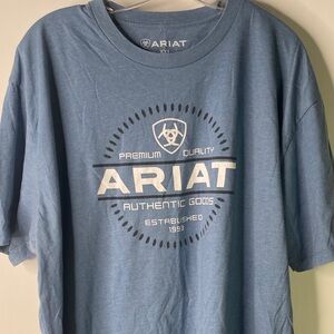 Ariat Logo Graphic Tee T-Shirt Blue Spell-out Western Cowboy